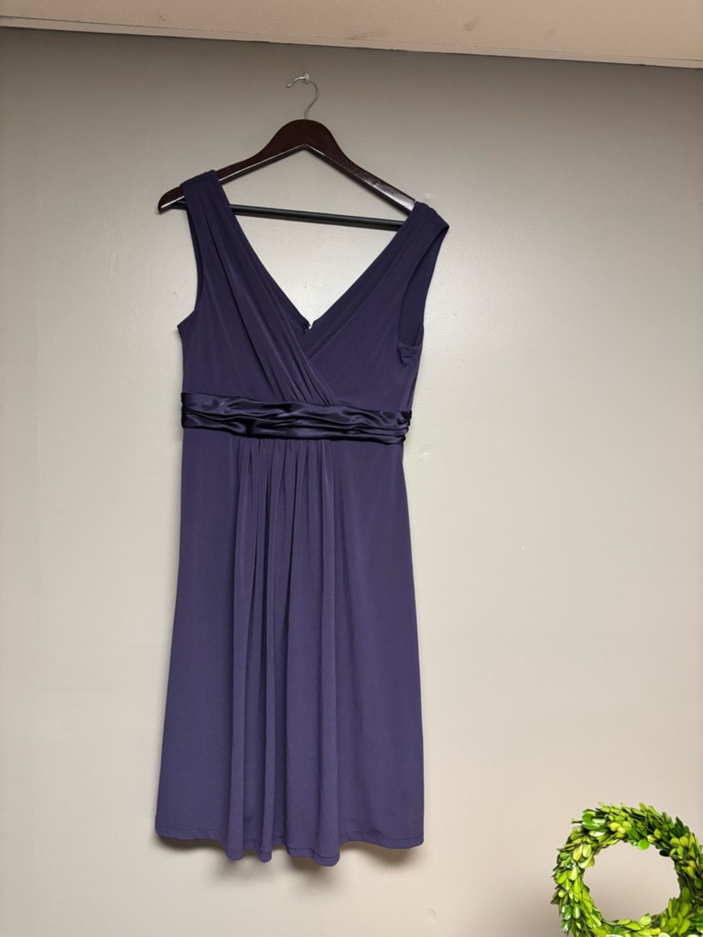 David's Bridal Sleeveless V-Neck Midi Dress in Deep Purple